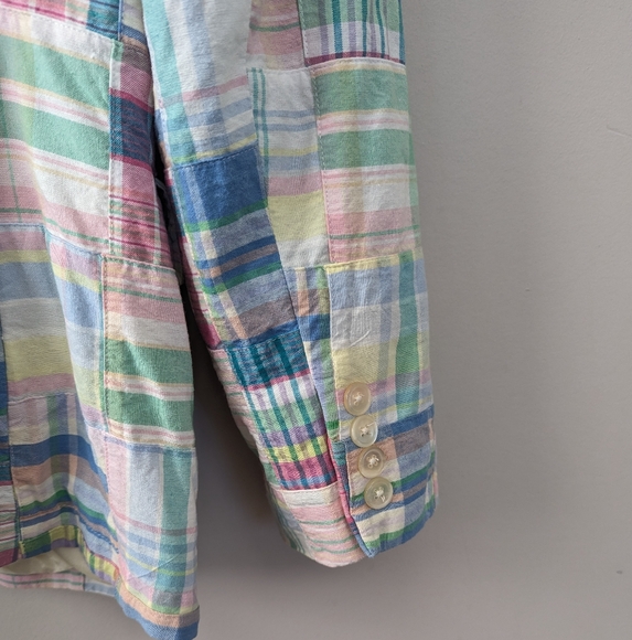 Vintage Ralph Lauren Madras Plaid Pastel Patchwork Blazer - Picture 8 of 13